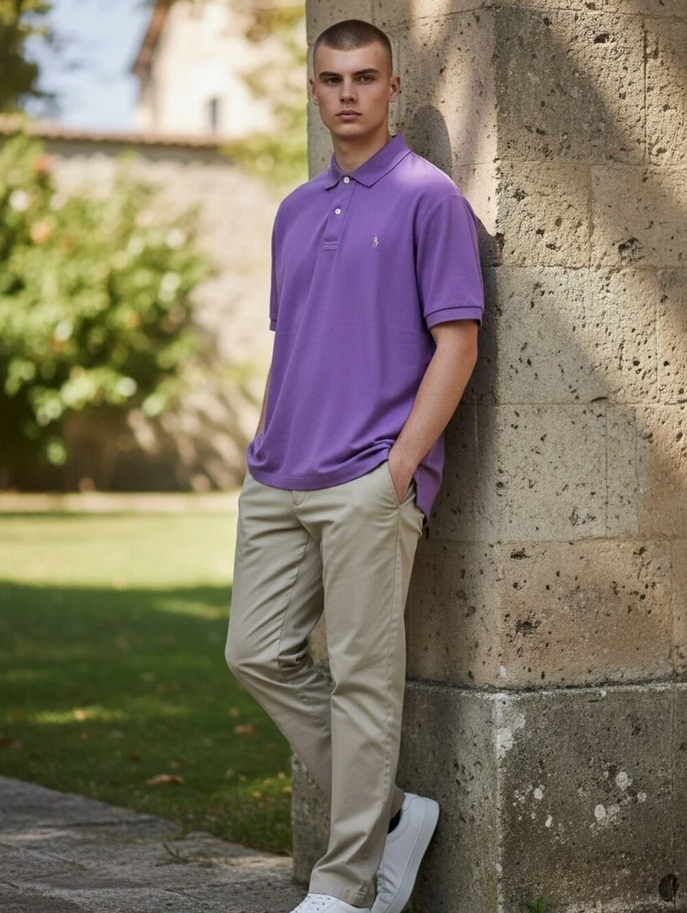 Polo by Ralph Lauren Men’s Lavender Polo Shirt with Embroidered Pony